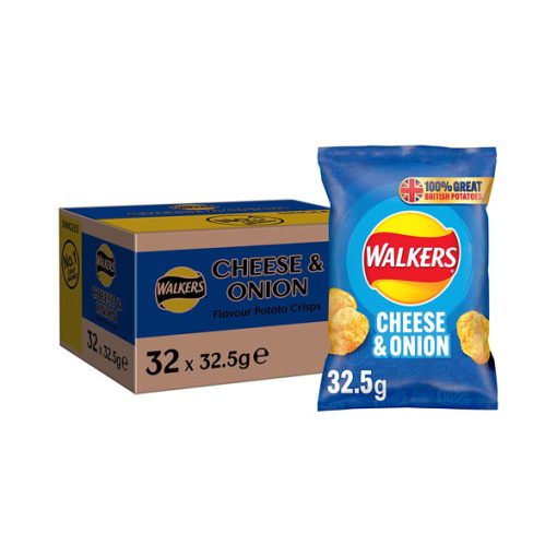 【2025 Flash Sales+ Free Shipping】Walkers 32.5g Cheese and Onion Crisps, 32.5g - Case of 32