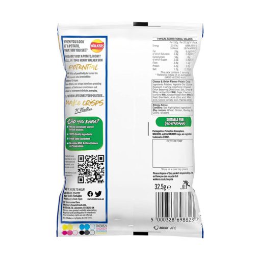 【2025 Flash Sales+ Free Shipping】Walkers 32.5g Cheese and Onion Crisps, 32.5g - Case of 32 - Image 3