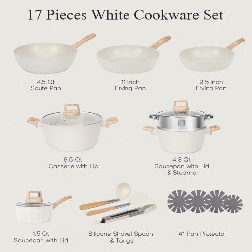 [New Users Sale]17 Pcs Pots and Pans Set Non Stick Kitchen Cookware Sets - Image 2