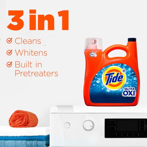 Tide Ultra Oxi Laundry Detergent Liquid Soap, High Efficiency (He), 59 Loads, 84 Fl Oz (Packaging May Vary) - Image 9